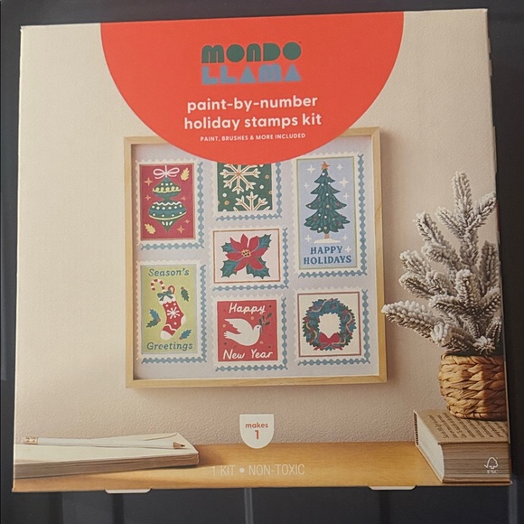 Mondo Llama Festive Paint-by-Number Kit - Picture 1 of 2